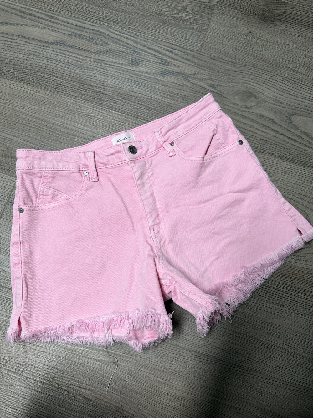 KanCan Light Pink Frayed Hem Denim Shorts - Picture 5 of 12
